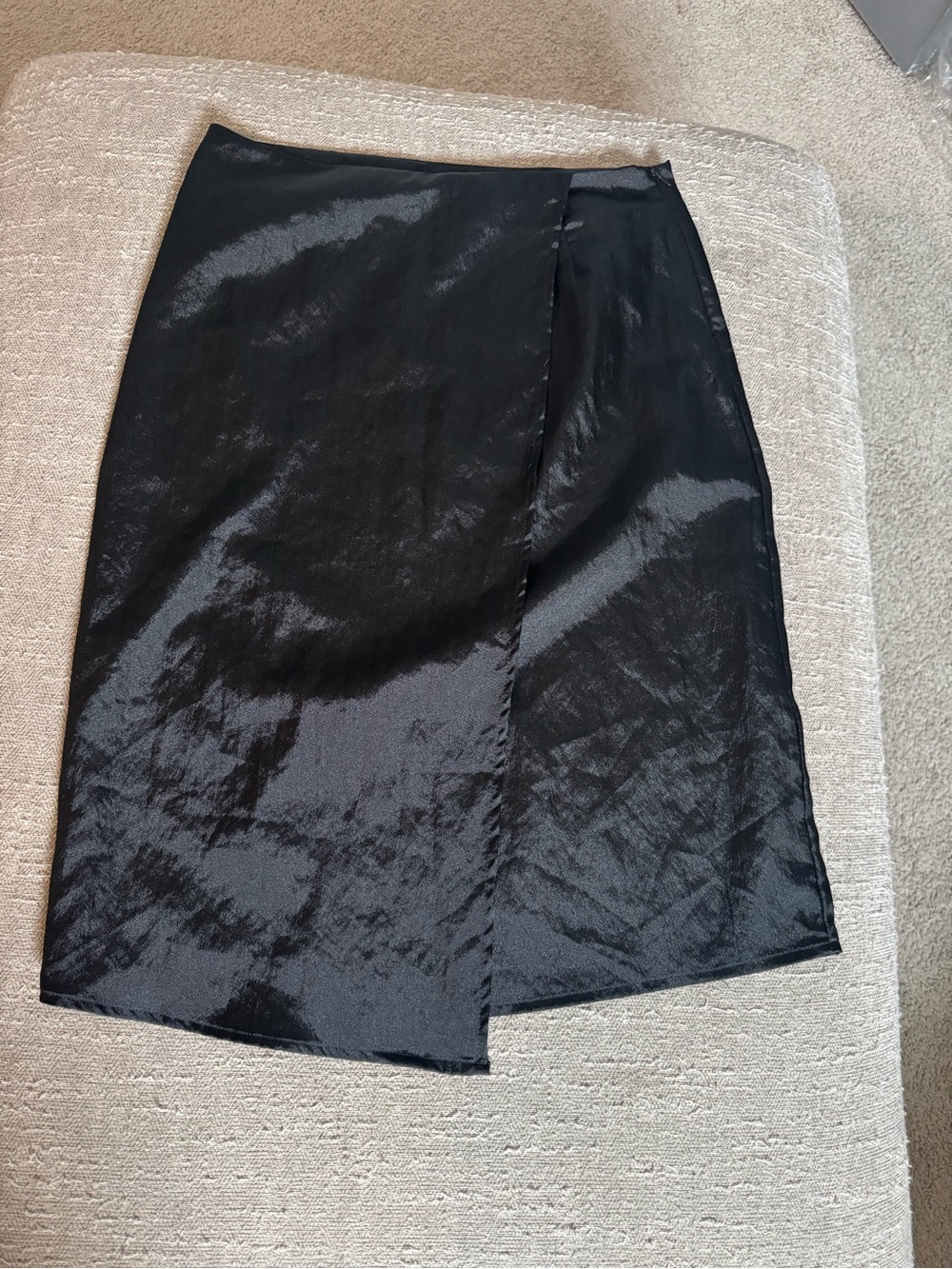 HYFVE Black Satin Midi Wrap Skirt